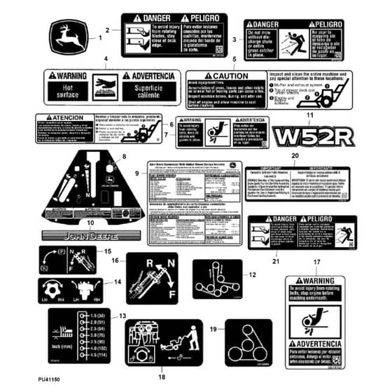 John Deere W52R - PC13631 - Labels - ST942253