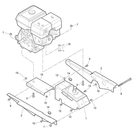 WB 80 TR - 2025 - Oleo-Mac Flail Mower Frame and engine Diagram