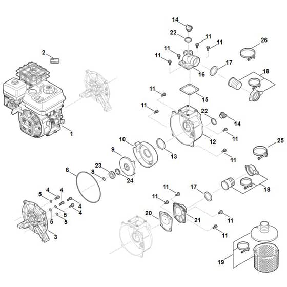 Stihl WP300.0 - Motor, Pump - Parts Diagram