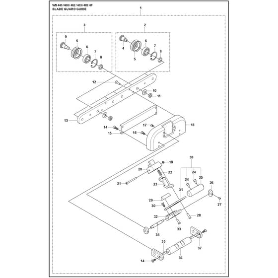 Husqvarna WS 482 HF - 967646702 - Blade Guard Guide