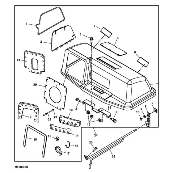 John Deere X105 - PC12385 - HOPPER TOP - ST245041