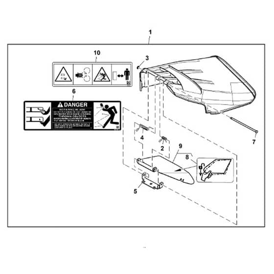 John Deere X107 - PC13997 - Discharge Chute - ST1010810