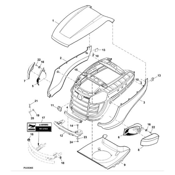 John Deere X115R - PC12386 - Hood - ST799786