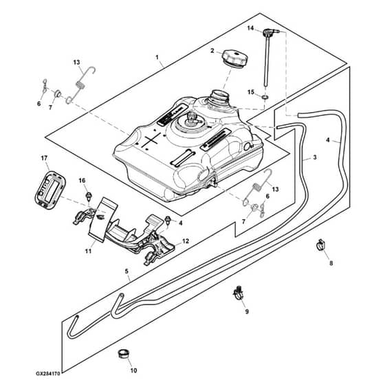 John Deere X145 - PC10450 - Fuel Tank (050001 - ) - ST763993