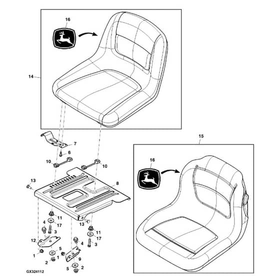 John Deere X165 - PC10451 - Seat - ST844351