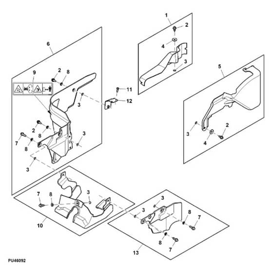 John Deere X167 - PC13999 - Shield Kit - ST1016095