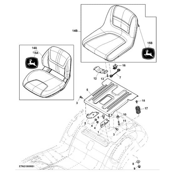 John Deere X167R - PC16002 - Seat - ST1016291