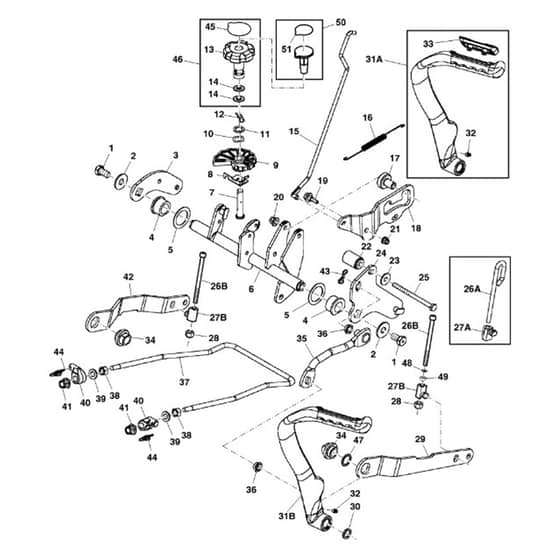 John Deere X300 - PC9519 - Lift Pedal - ST541494