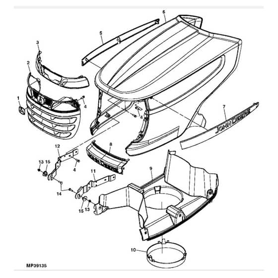 John Deere X300R - PC9608 - Hood ( - 280000) - ST559228
