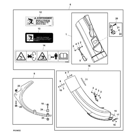John Deere X304 - PC9520 - Lower Chute (085001 - ) - ST541379