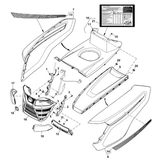 John Deere X304 - PC9520 - Hood (280001 - ) - ST763479