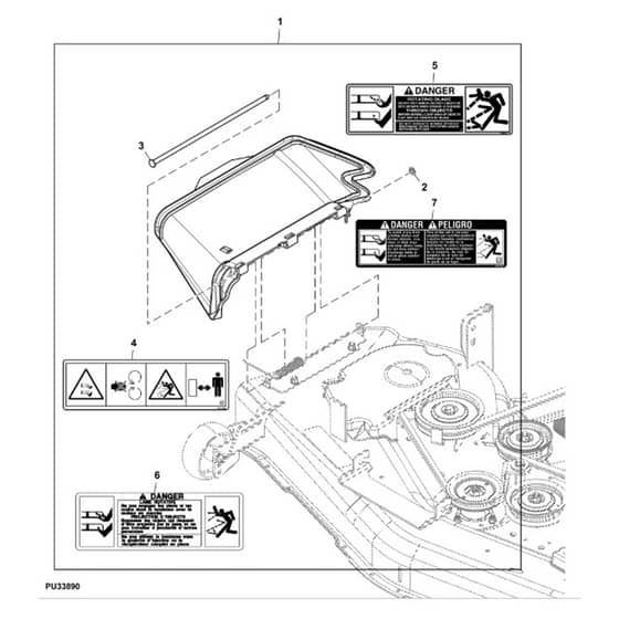 John Deere X304 - PC9520 - Discharge Chute - ST963643