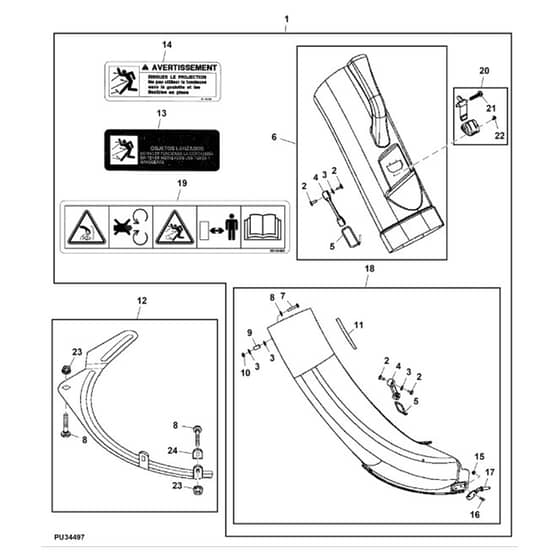 John Deere X310 - PC10883 - Lower Chute - ST762207