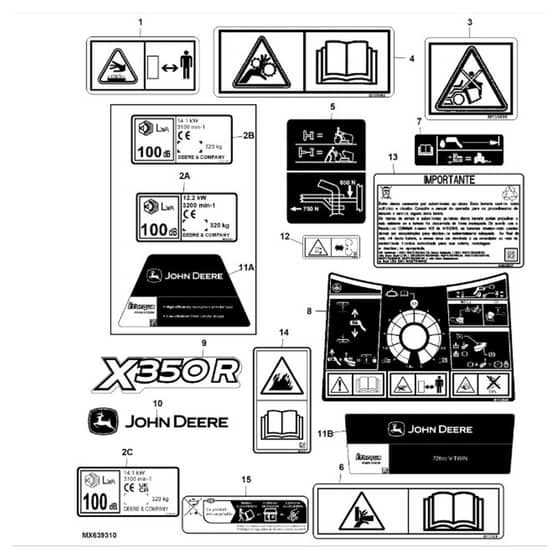 John Deere X350R - PC12708 - Labels - ST841941