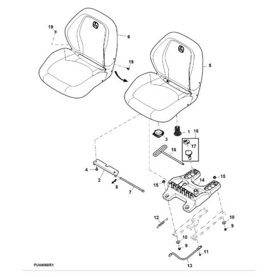 John Deere X354 - PC12709 - Seat (110001 - ) - ST1008630