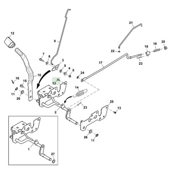 John Deere X370 - PC12710 - Brake Pedal - ST840785