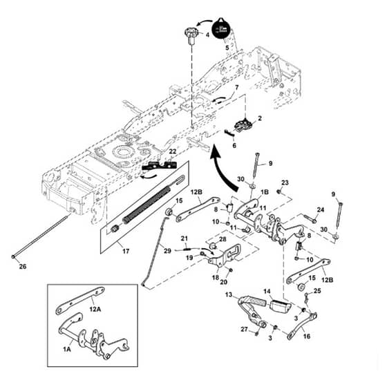 John Deere X370 - PC12710 - Lift System - ST841770