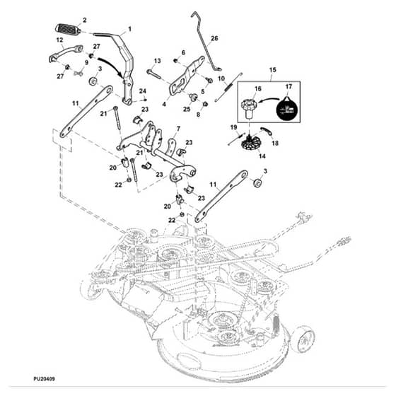 John Deere X370 - PC12710 - Lift System - ST843062