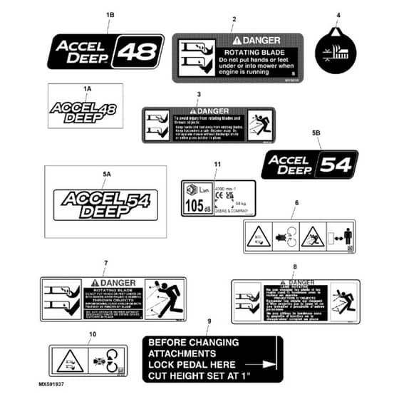 John Deere X380 - PC12711 - Labels - ST843223