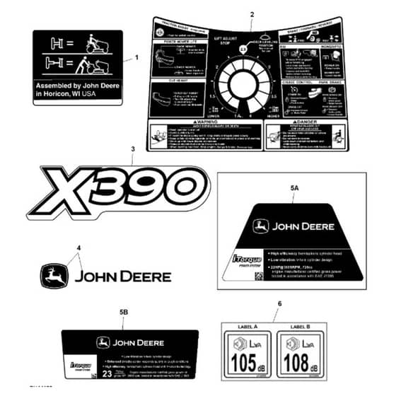 John Deere X390 - PC12713 - Labels - ST841985