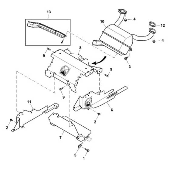 John Deere X394 - PC12714 - Muffler - ST842167