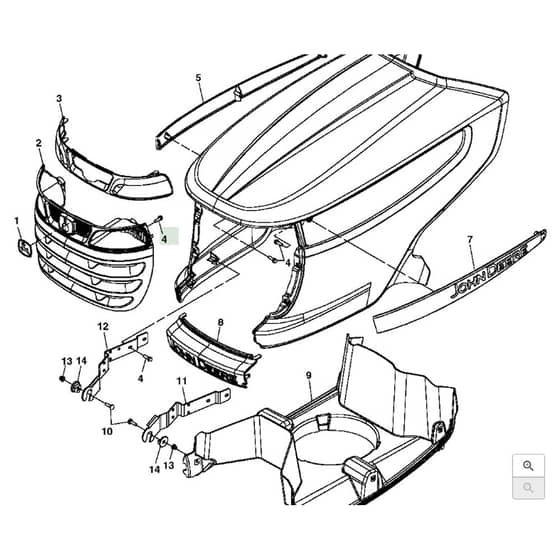 John Deere X500 - PC9524 - Hood (020001 - 090000) - ST541888