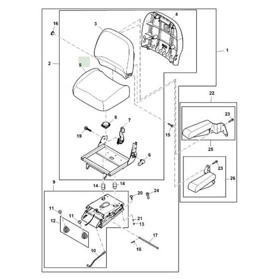 John Deere X534 - PC9526 - Seat Kit - ST813260