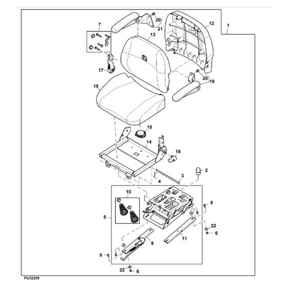 John Deere X534 - PC9526 - Seat Kit - ST941128