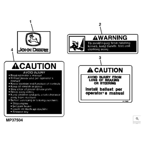 John Deere X540 - PC9527 - Labels - ST541820