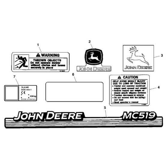 John Deere X540 - PC9527 - Labels - ST542218