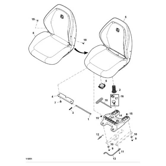 John Deere X580 - PC12716 - Seat (160001 - ) - ST1008627