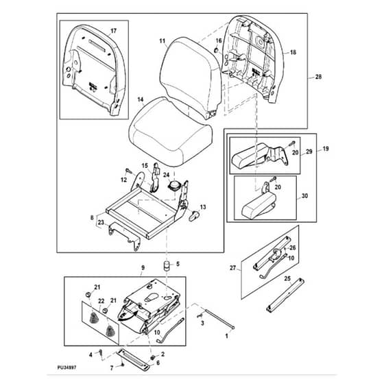 John Deere X730 - PC11844 - Seat ( - 070000) - ST740765