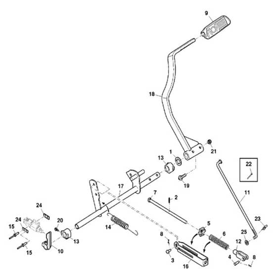 John Deere X734 - PC11845 - Brake Pedal - ST740673