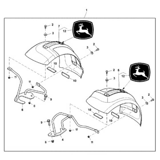 John Deere X734 - PC11845 - Front Fender - ST747718