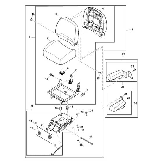 John Deere X734 - PC11845 - Seat Kit - ST905799