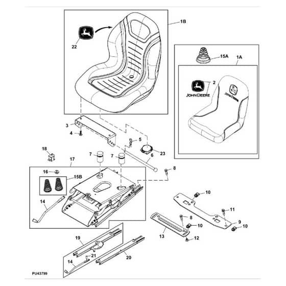 John Deere X748 - PC9511 - Seat - ST538970