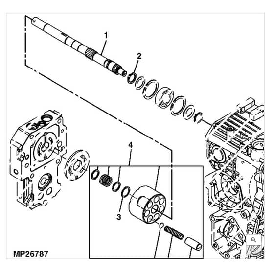 John Deere X748 - PC9511 - Pump Shaft - ST539796