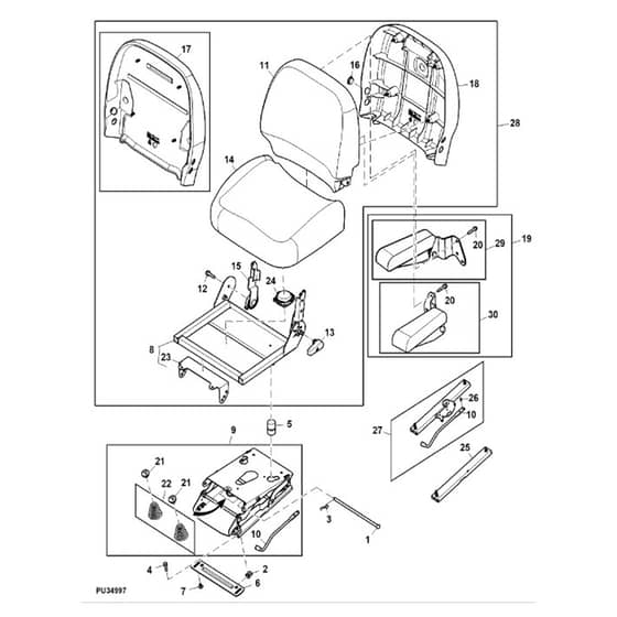 John Deere X754 - PC11849 - Seat ( - 070000) - ST740765