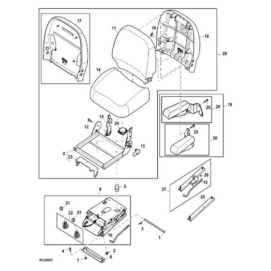 John Deere X758 - PC11850 - Seat ( - 070000) - ST740765