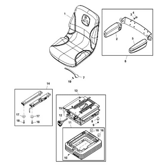 John Deere X758 - PC11850 - Seat - ST751240