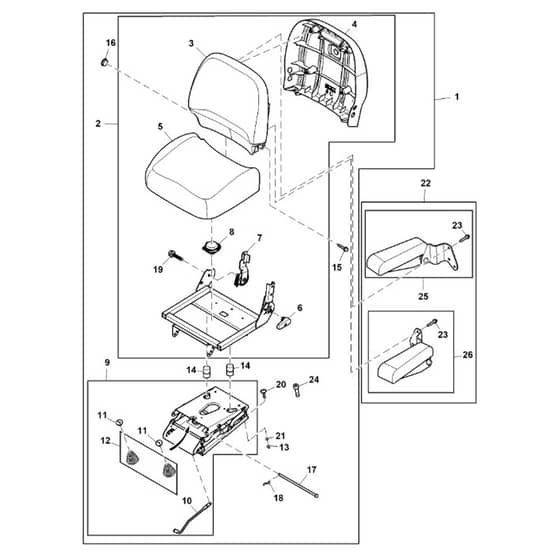 John Deere X758 - PC11850 - Seat Kit - ST829134