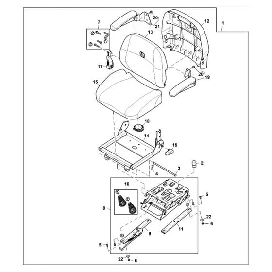 John Deere X758 - PC11850 - Seat Kit - ST941128