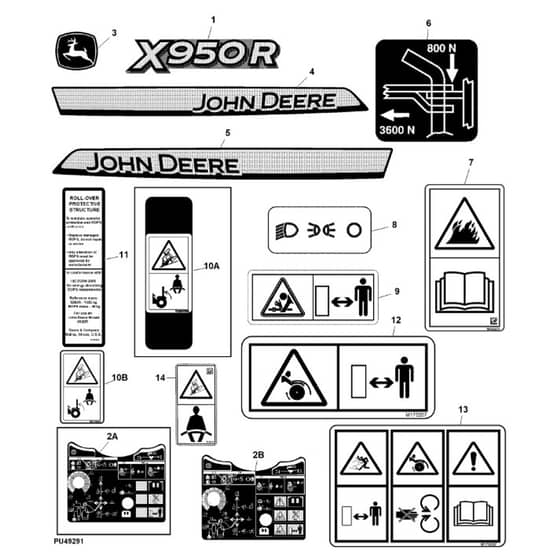 John Deere X950R - PC11965 - Labels - ST762461