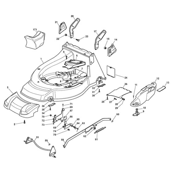 XA 50 BS - 2014-2019 - 295508123/C14 - Castel Garden Rotary Mower Deck and Height Adjusting Diagram