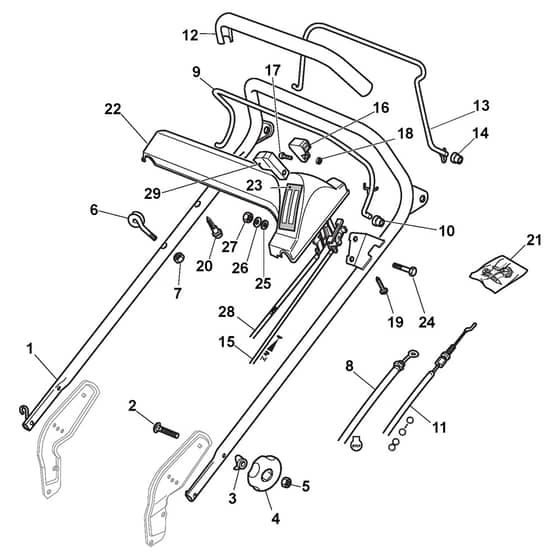 XA 53 BSV - 2012-2013 - 292148823/C12 - Castel Garden Rotary Mower Handle Upper Part Diagram