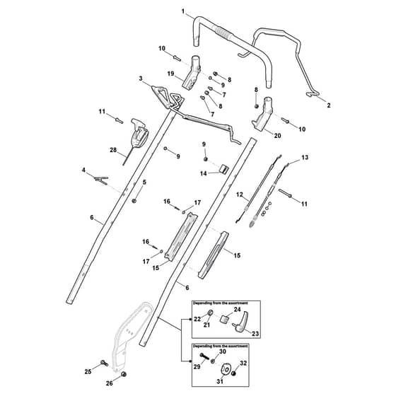 XA 53 HV - 2017-2018 - 292158838/C17 - Castel Garden Rotary Mower Handle Upper Part Diagram