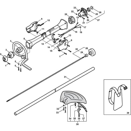 XB41 - 2007 - 284120003/04 - Castel Garden Brushcutter Handle Transmission Diagram