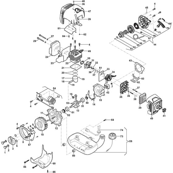XB 253 D - 2019-2022 - 287421093/C19 - Castel Garden Brushcutter Engine Diagram