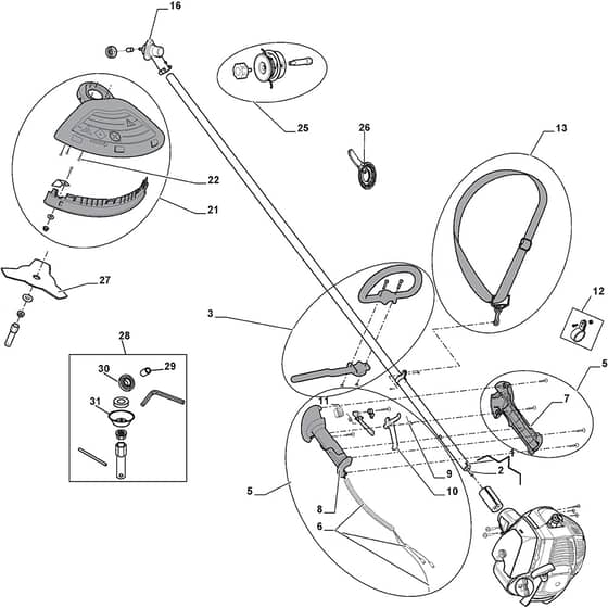 XB 27 - 2010 - 281020113/09 - Castel Garden Brushcutter Handle Transmission Diagram