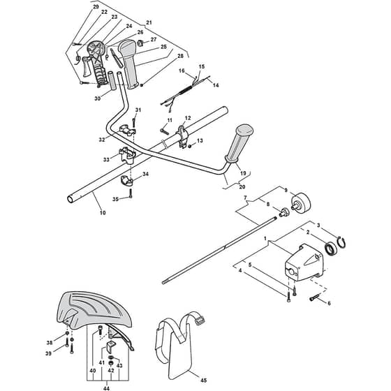 XB 29 D - 2009 - 283721003/08 - Castel Garden Brushcutter Handle Transmission Diagram